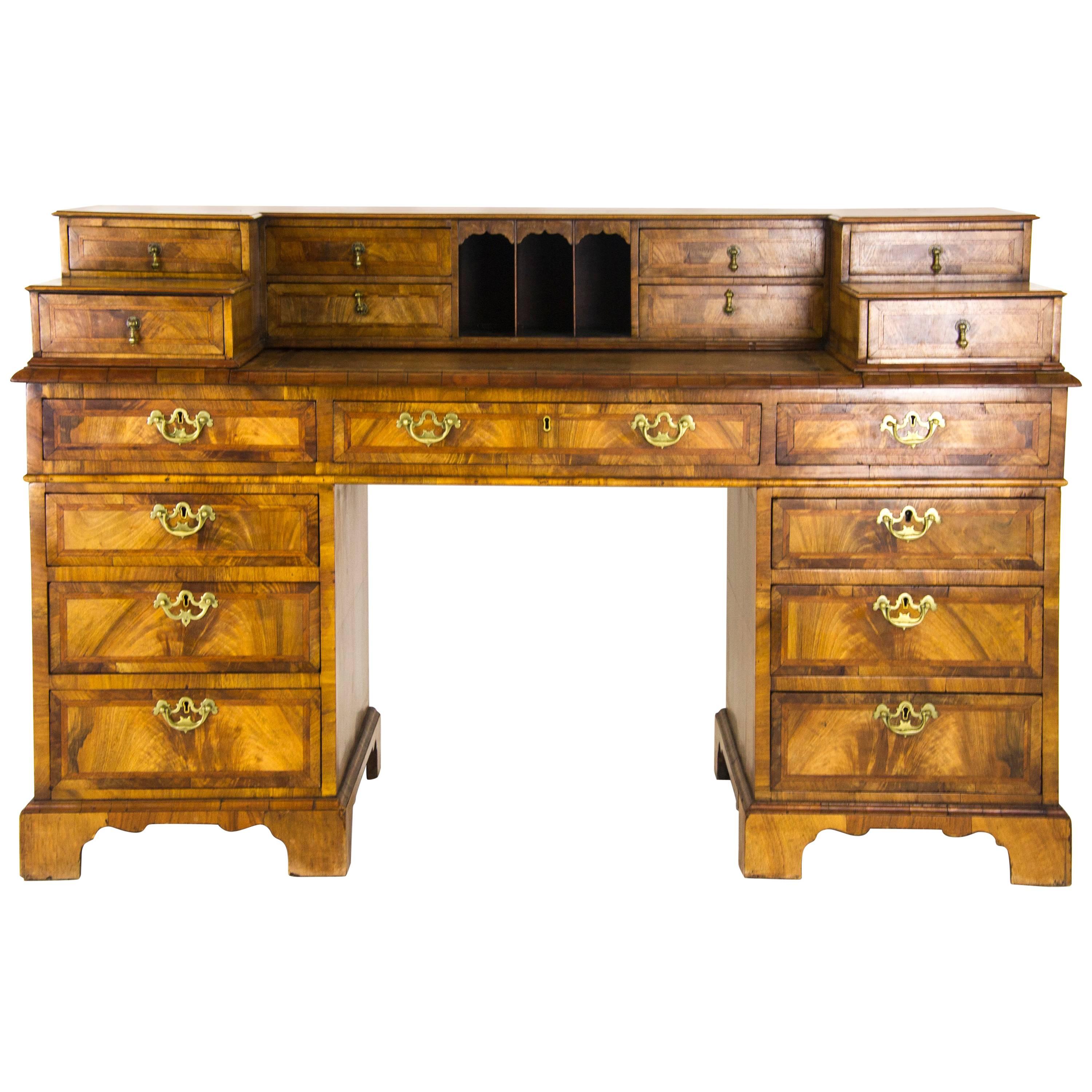 Antique Desk, Pedestal Desk, Victorian Walnut Desk, Scotland 1880, B922 REDUCED!