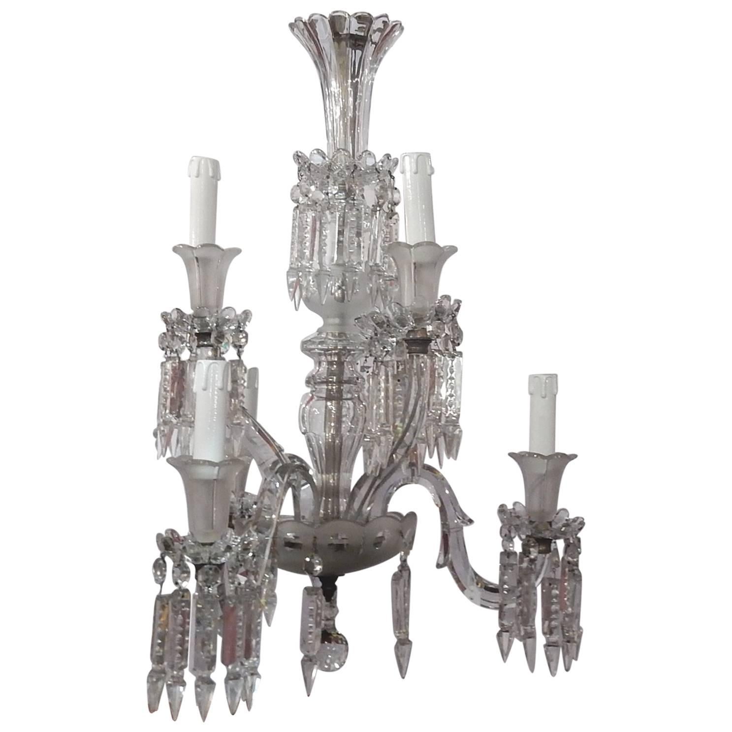 1950'Chandelier Crystal Baccarat 6 Arms For Sale
