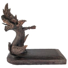 Carved Silk Winding Tool from Laos, Naga Motif, Early-20th Century