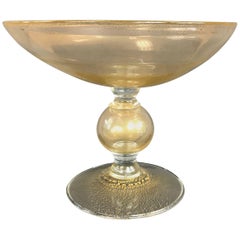 Monumental Murano Glass Gold-Flecked Compote