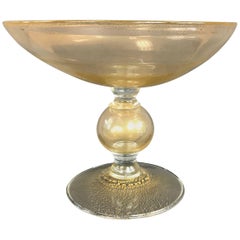 Monumental Murano Glass Gold-Flecked Compote