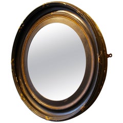 Regency Ebonized and Gilt Convex Wall Mirror Attributed to Thomas Fentham