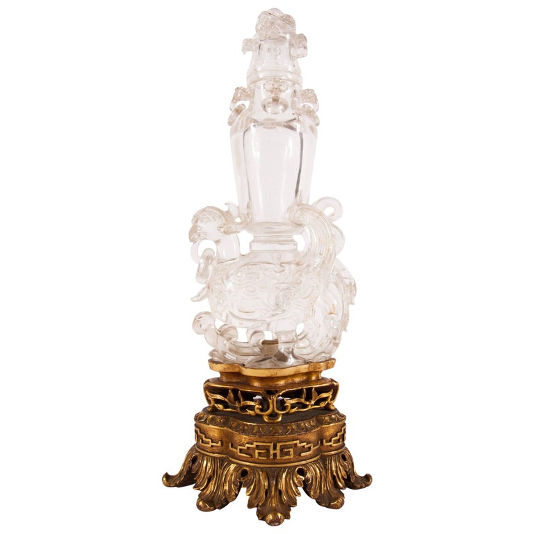 19th Century Chinese Carved Rock Crystal Vase For Sale at 1stDibs
