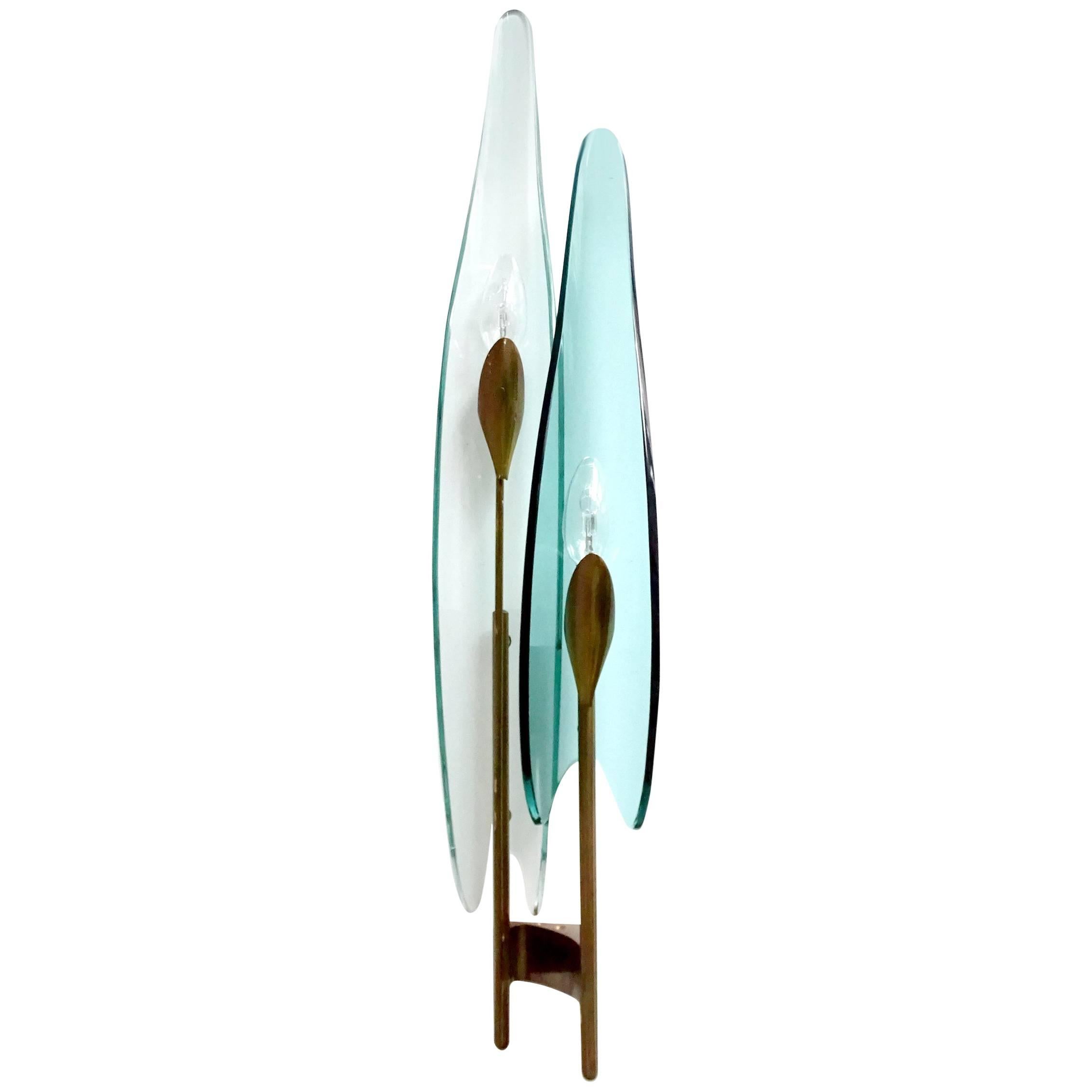 Large  Max Ingrand Murano Glass Vanity Mirror Sconce,  Gio Ponti Era