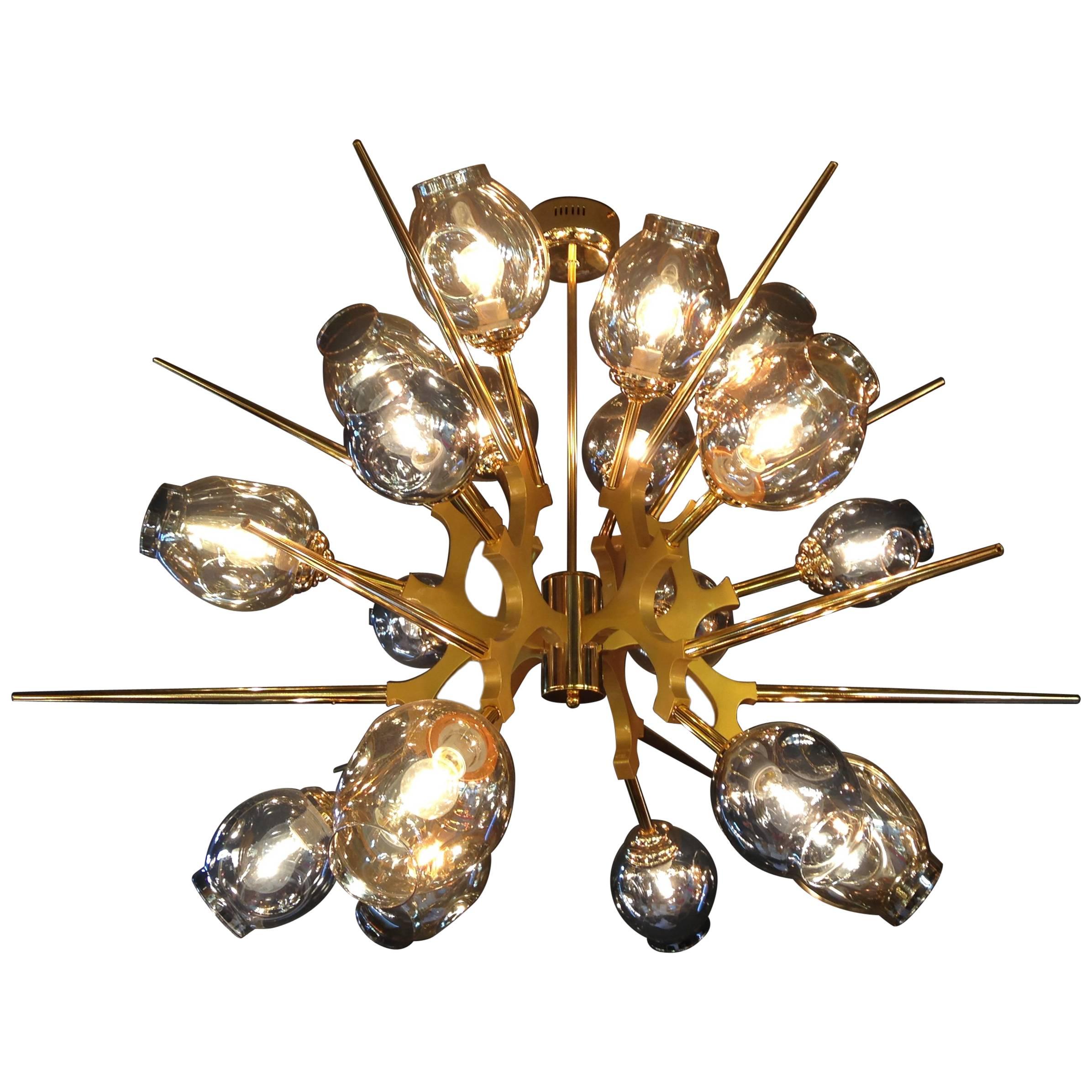 Masterful metal chandelier For Sale