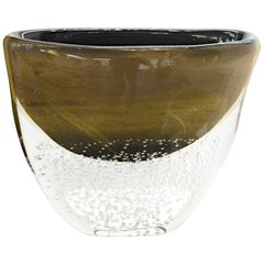 Romano Dona Large Incalmo Black Gold Vase, Murano Sommerso Bubbles Pulegoso