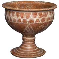 Ancient Etruscan Terracotta Chalice on a high foot