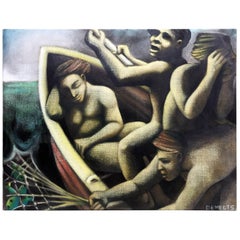 Michèle Demedts, Olio su tela di grandi dimensioni firmato Demedts, circa 1990