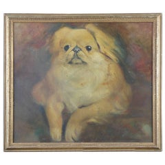 Pekingese Dog Oil Painting on Board
