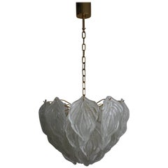 Large Mid - Century Murano Glass Leaf Chandelier, Italy, circa 1970s