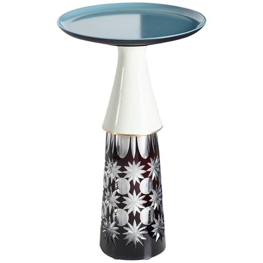 'Daddy' side table (vintage ceramics and glass) by Andreas Berlin