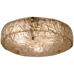 Large Textured Ice Glass Wall Flush Mount by Hillebrand, Germany, 1960s