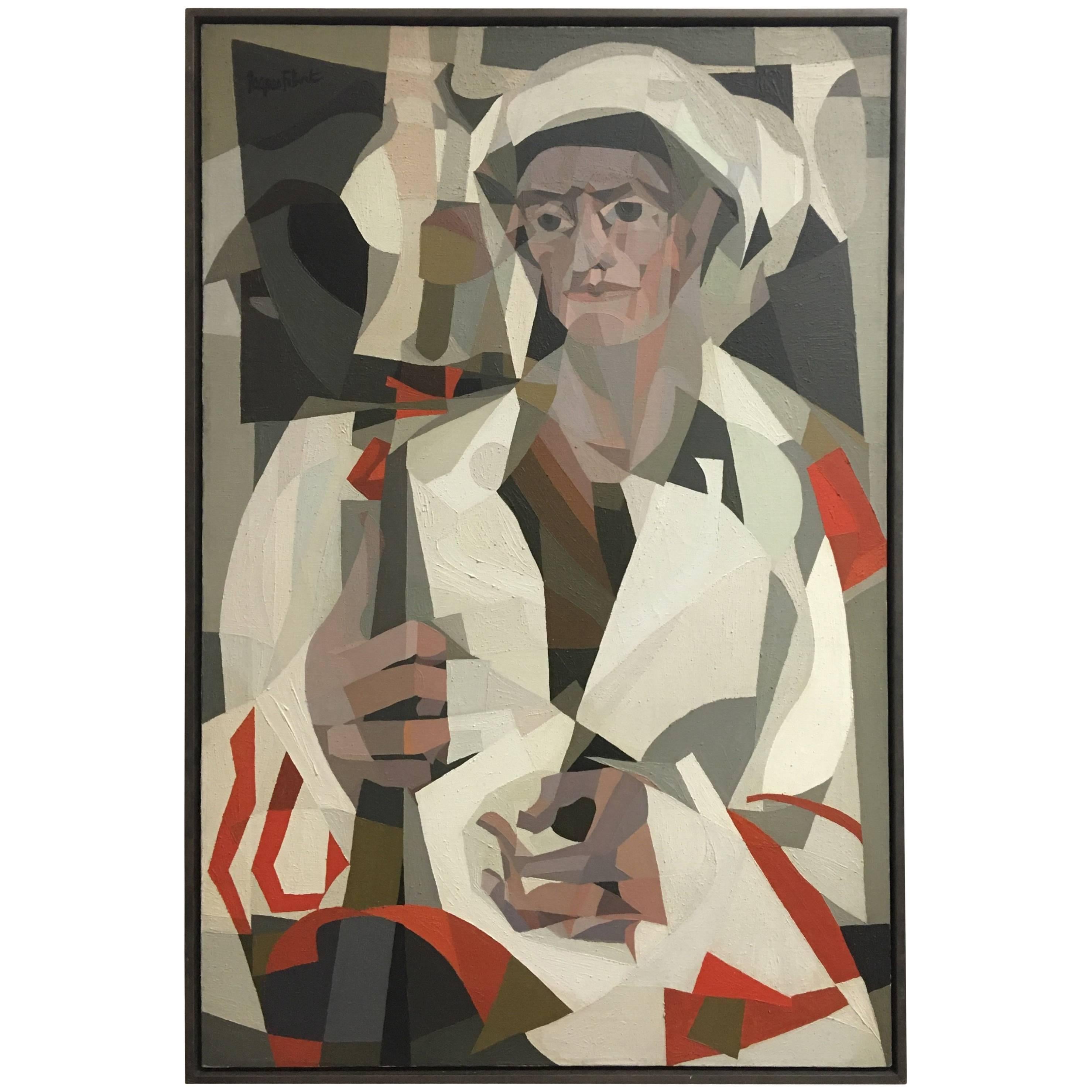 Jacques Fabert Cubist Oil Painting, Guard in Tripoli