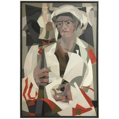 Peinture à l'huile cubiste de Jacques Fabert, Garde à Tripoli