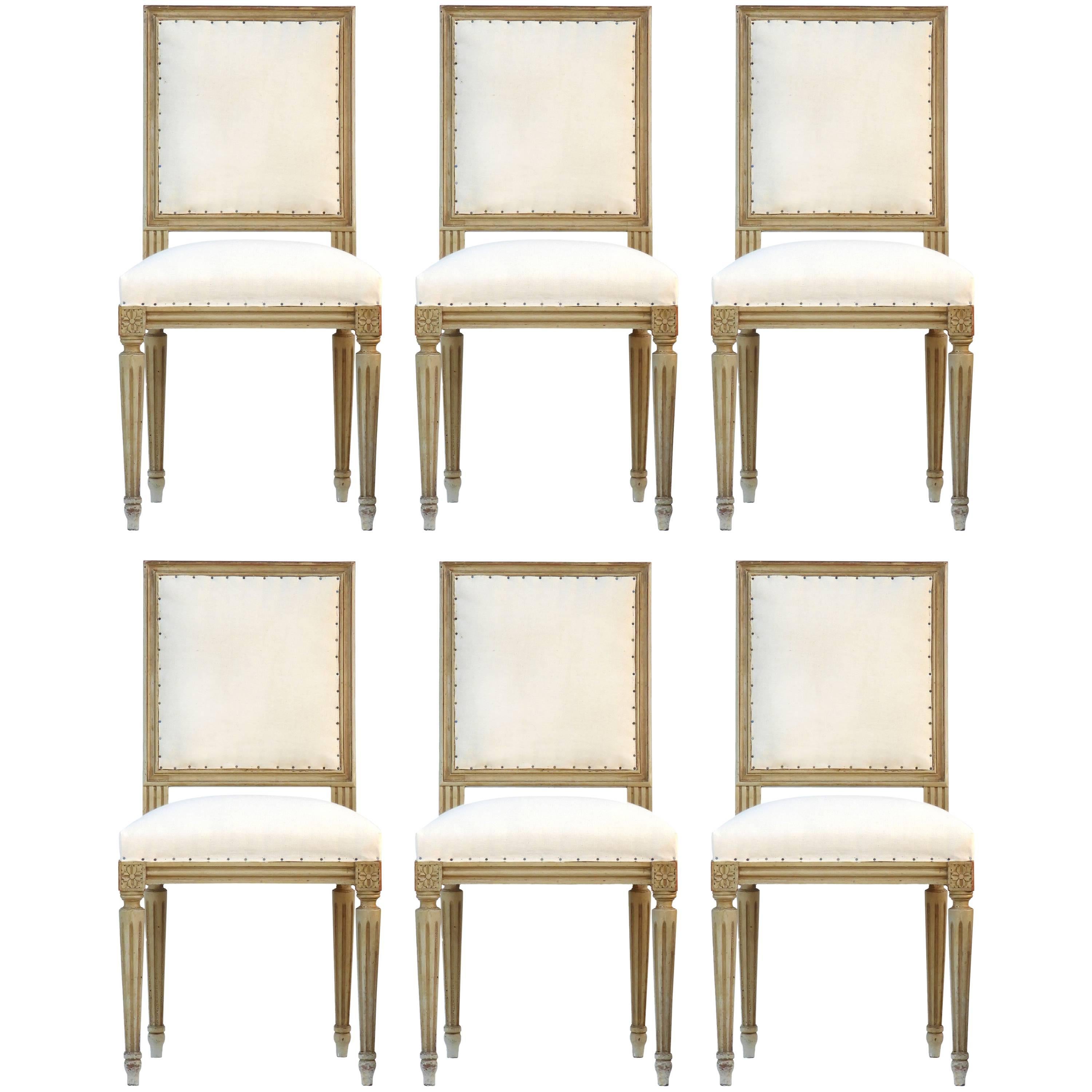 Six Dining Chairs French Louis rev Upholstered includes top covers or Metis