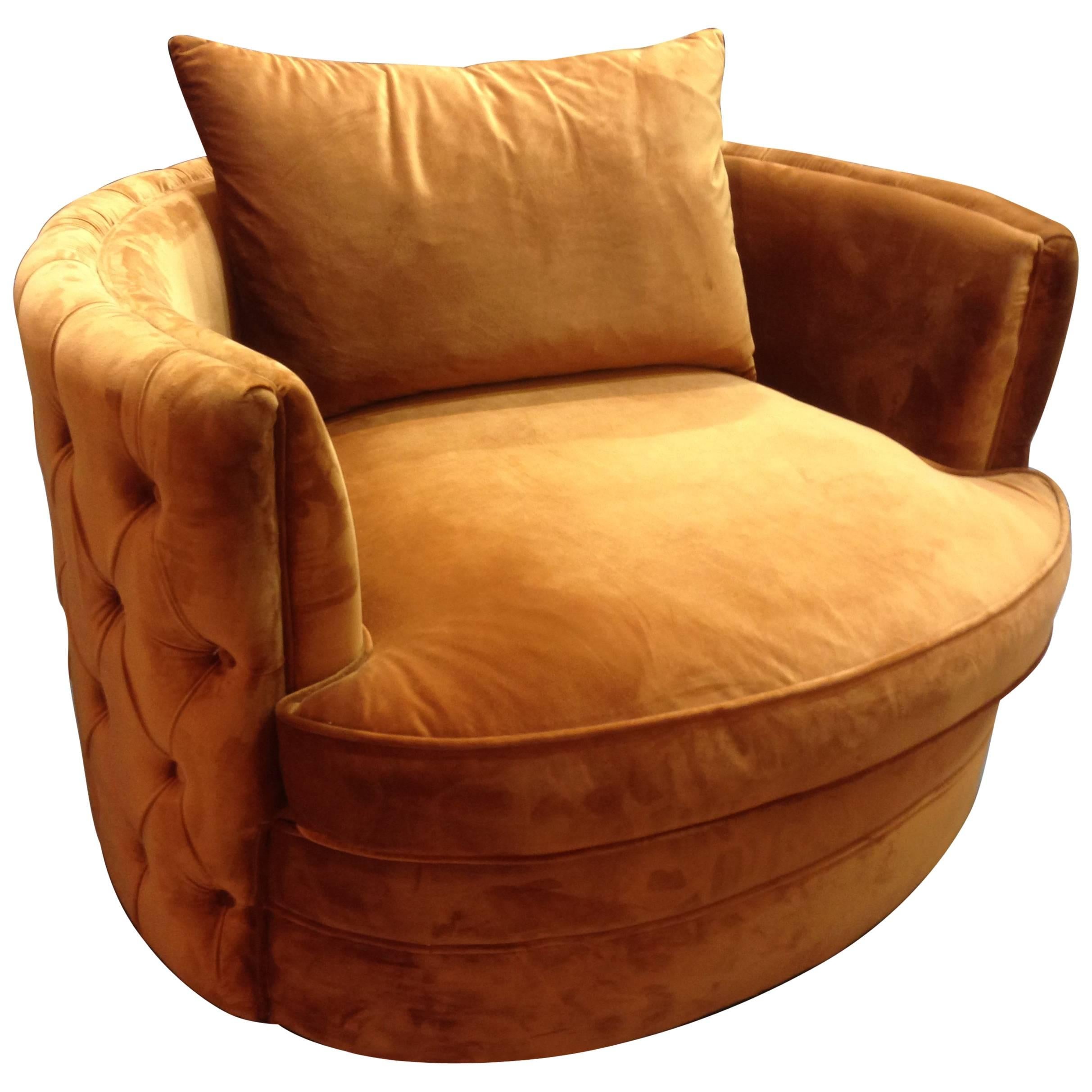 Swivel And Velvet Large Armchair