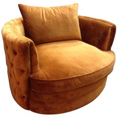 Swivel And Velvet Large Armchair