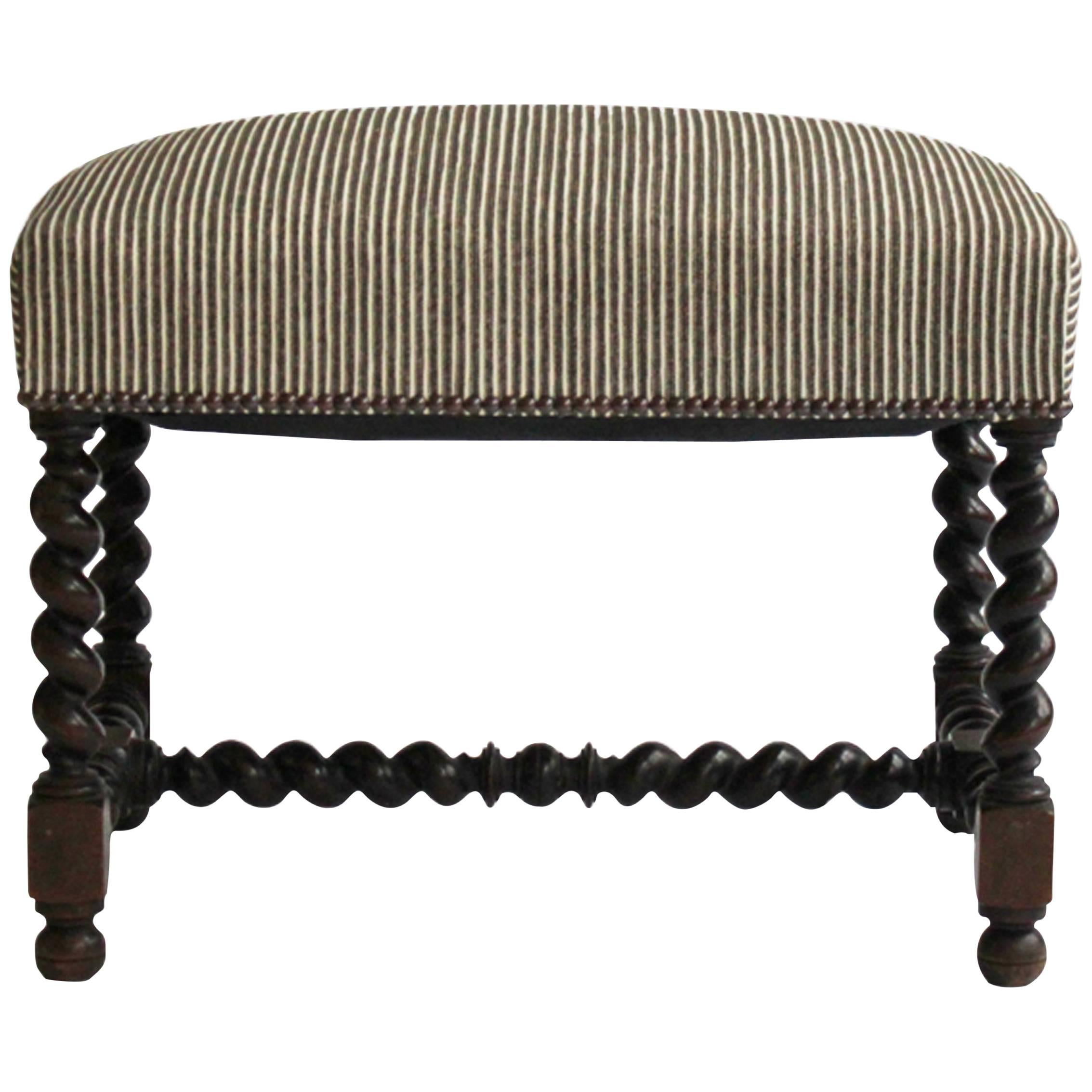 Antique French Reupholstered Ottoman For Sale