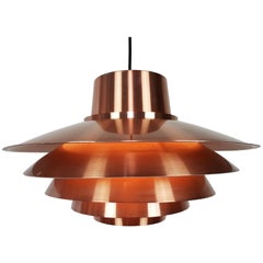 Copper Svend Middelboe Verona Pendant Produced by Nordisk Solar, 1970