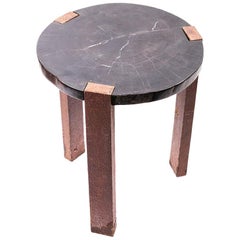 Petrified Wood and Oxidized Iron Side Table