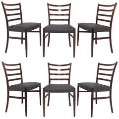 Set of Six Danish Rosewood Ladderback Dining Chairs