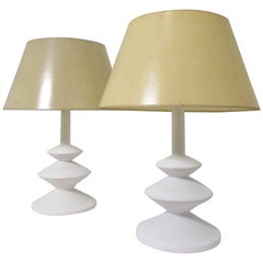 Pair of Sculptural Lamps by Sirmos after Alberto & Diego Giacometti, circa 1970s