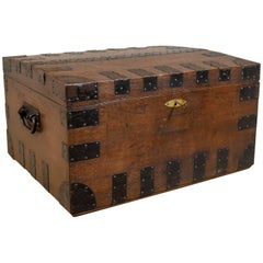 Antique Silver Chest, English, Victorian, Trunk, Iron Bound Oak, Circa 1880