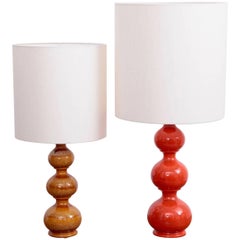 Pair of Kaiser Leuchten Ceramic Bubble Table Lamps, 1960s, Germany