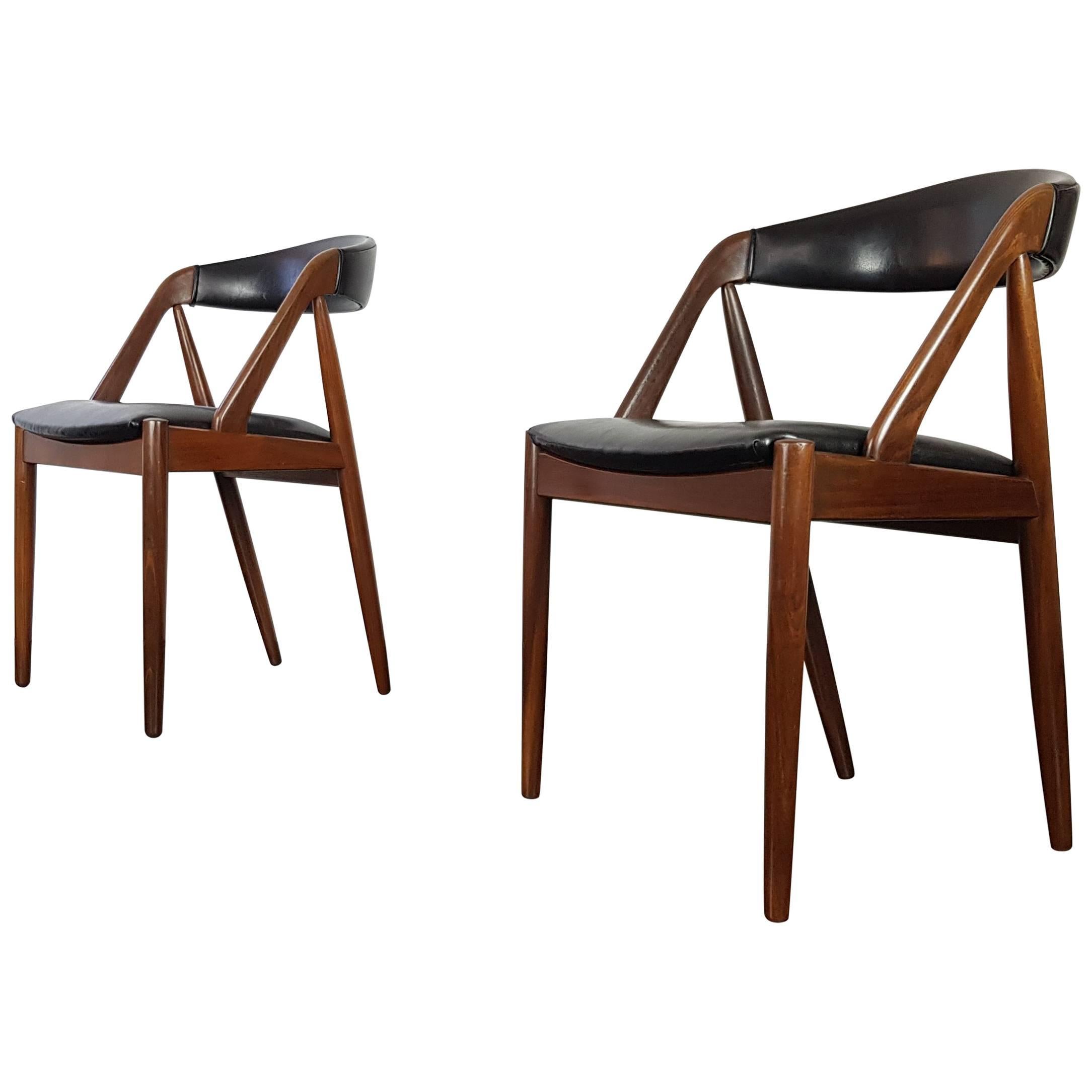 Pair of Kai Kristiansen Model 31 Teak 'a' Frame Chair for Schou Andersen, 1960s