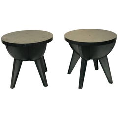 Industrial Design Cast Iron and Steel End Tables