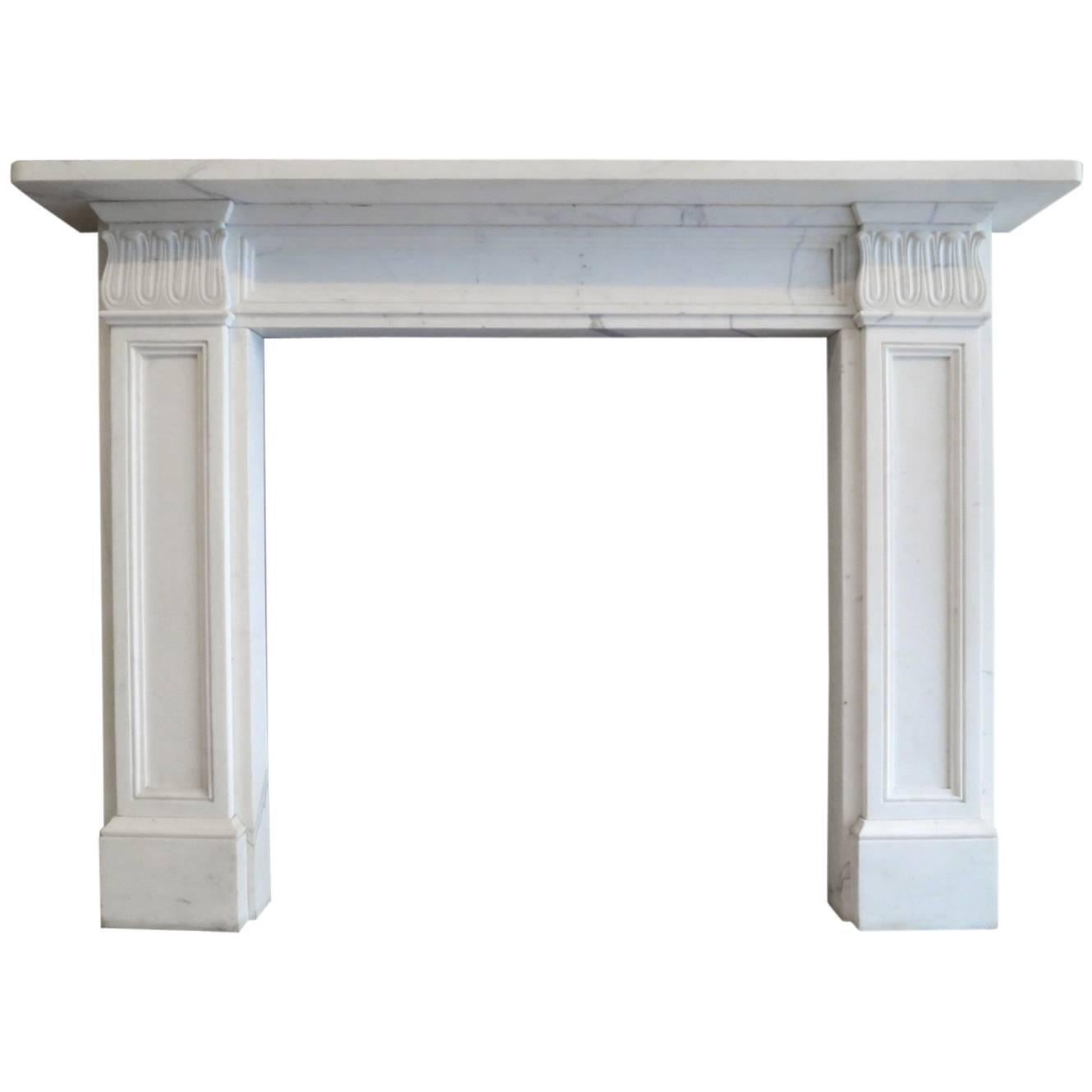 Statuary White Marble Regency Style Fireplace Mantel 