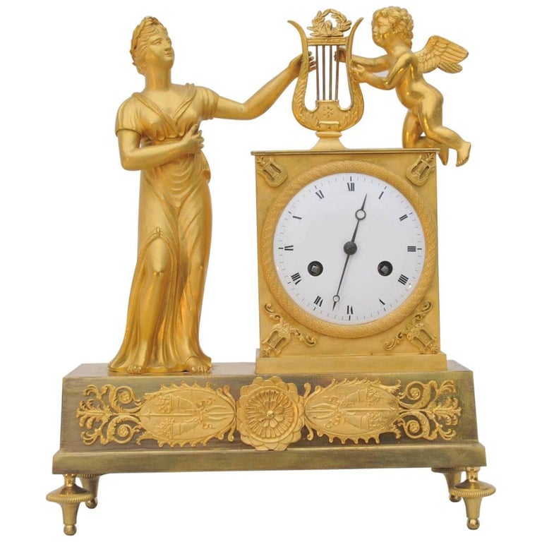 Large French Antique Ormolu Mantel Clock by Ferdinand Barbedienne at