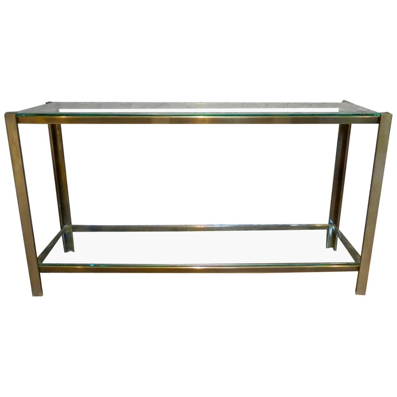 Brass French Two Tiered Console Table 