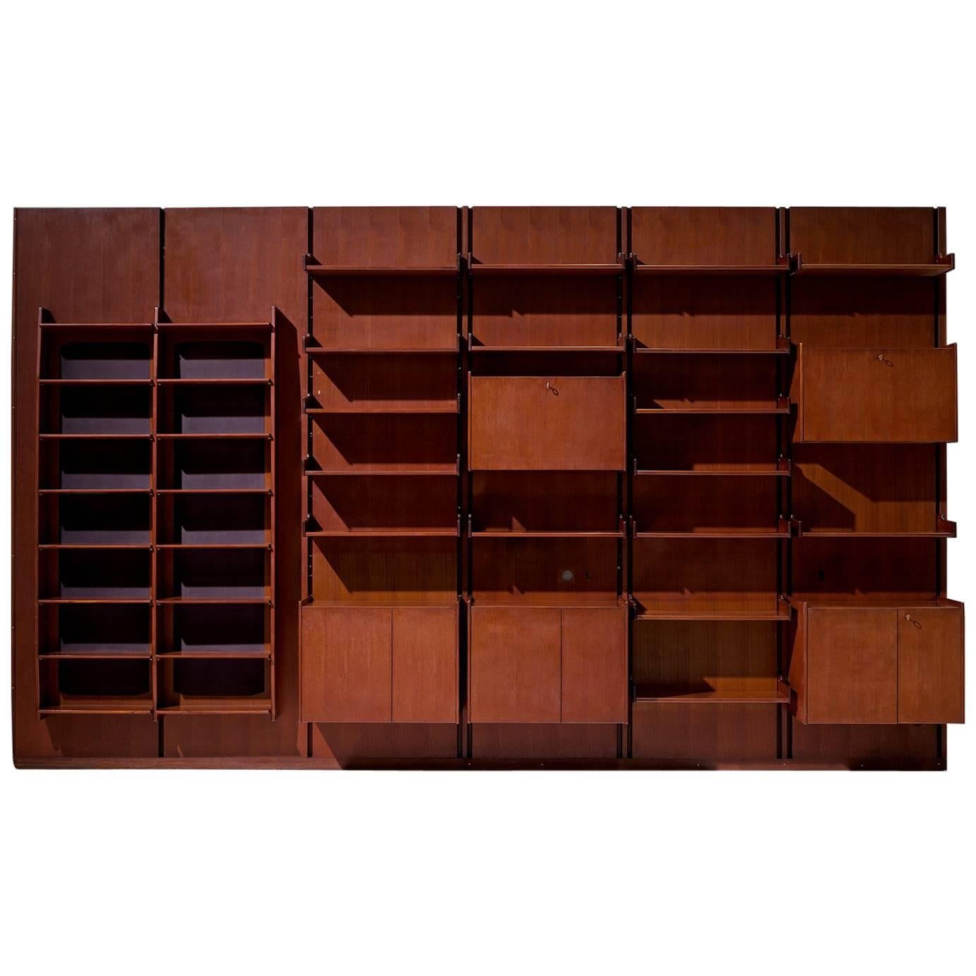 Large Italian Bookcase in Teak