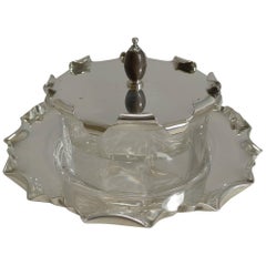 Antique English Silver Plate and Glass Caviar Dish / Server, circa 1900