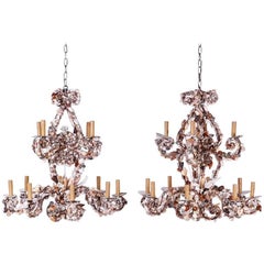 Pair of Shell Encrusted Chandeliers