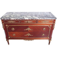 19th Century French Mahogany and Gilt Bronze Commode Attributed to P. Sormani