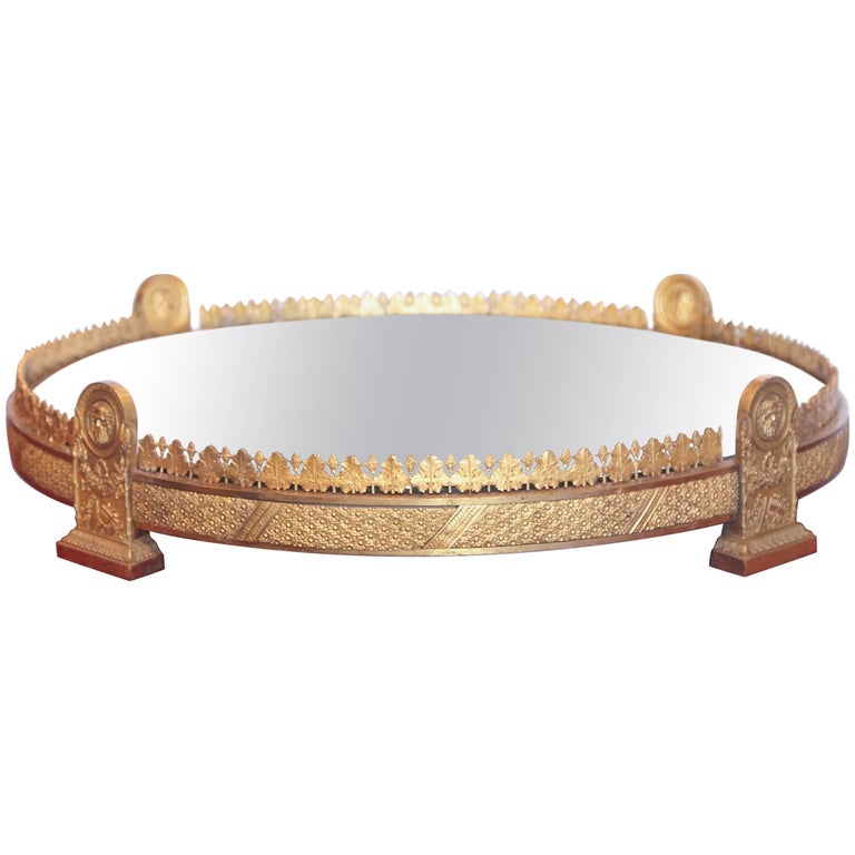 Period Empire Gilt Bronze Rare Mirrored Plateau at 1stDibs