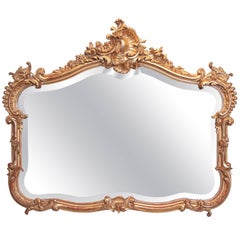 19th Century French Louis XV Carved and Gilt Horizontal Mirror