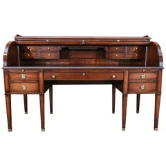 Custom-Made Smith and Watson Executive Hepplewhite-Style Mahogany Roll-Top Desk