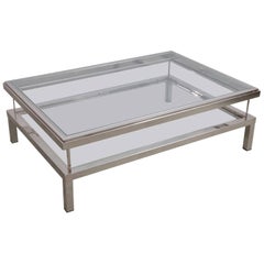 Huge Maison Jansen Sliding Top Coffee Table in Chrome