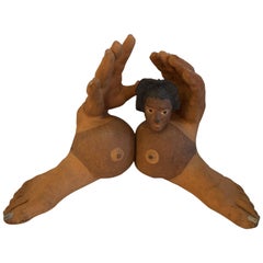 Signed Terra Cotta Hand Feet Foot Head Sculpture 1974 