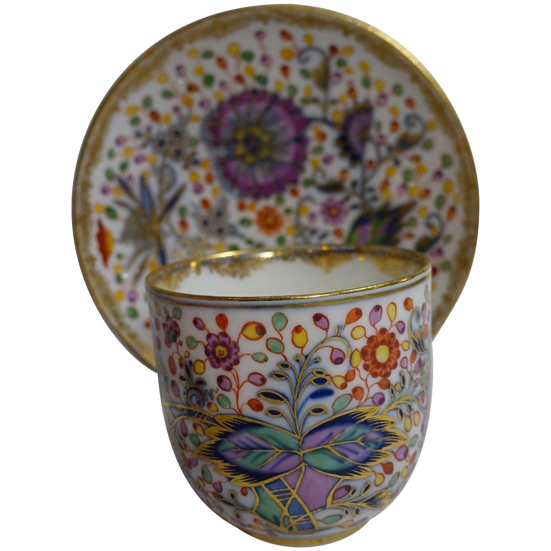 19th Century Meissen Porcelain Cup and Saucer