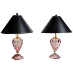 Pair of Murano Glass Lamps by Barovier & Toso