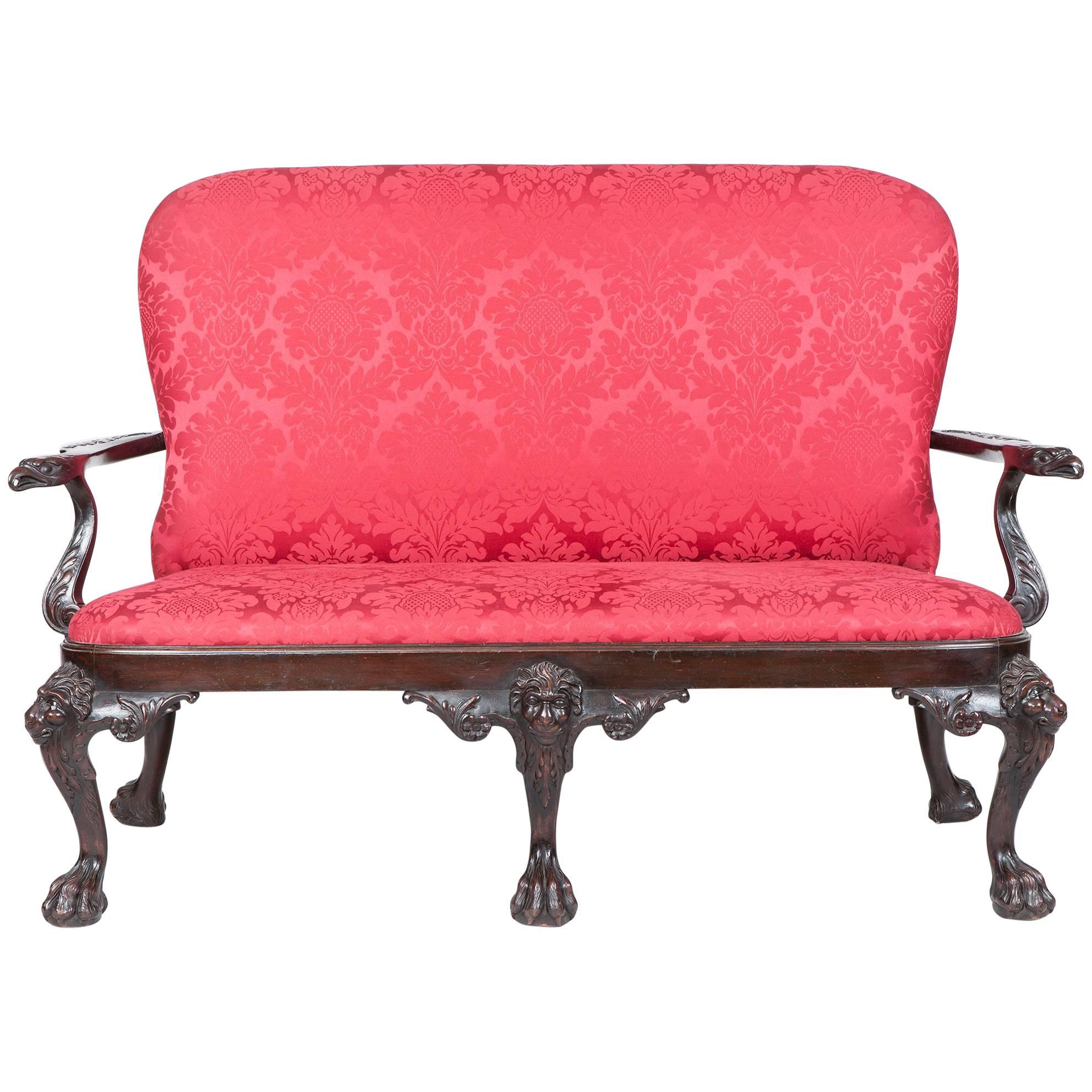 19th Century Carved Georgian Style Settee For Sale