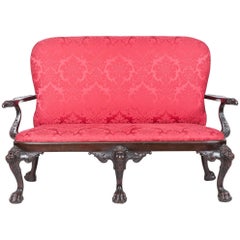Antique 19th Century Carved Georgian Style Settee