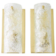 Pair of Hillebrand Wall Sconces in Brass and Glass, 1960s