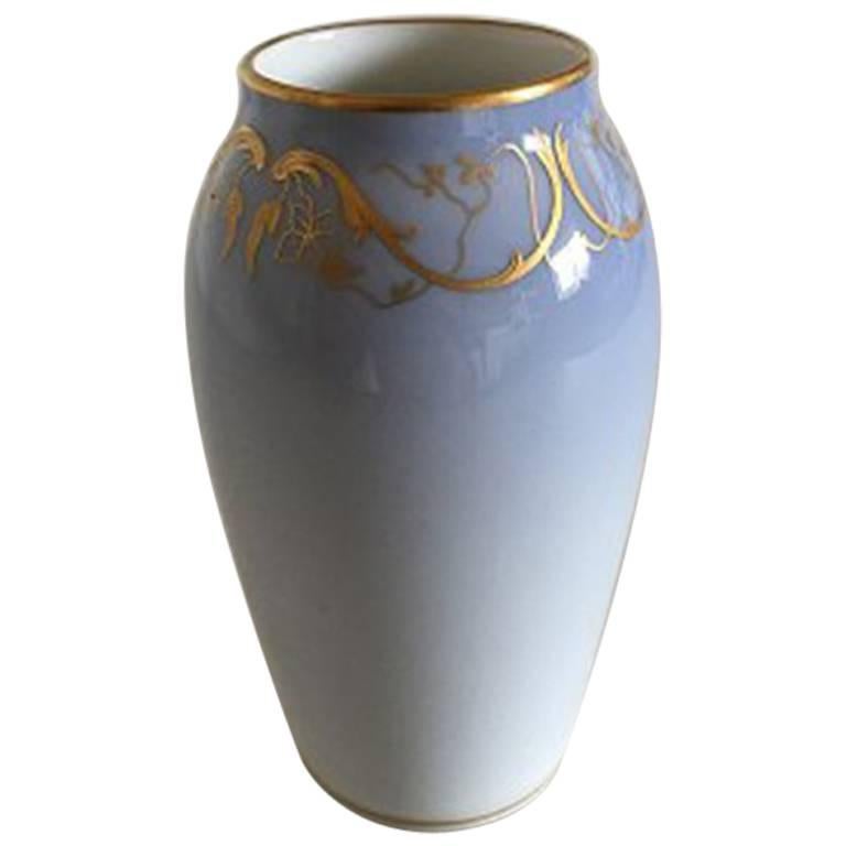 Royal Copenhagen Art Nouveau Vase with Gold #144/1212/88A For Sale