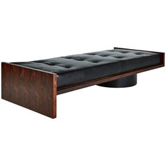 Used Joaquim Tenreiro Jacaranda and Leather Daybed or Gallery Bench, circa 1960