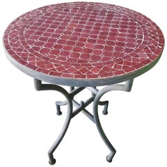 24" All Burgundy Moroccan Mosaic Table - CR4